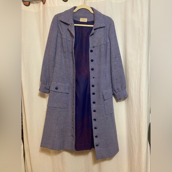 John Baldwin Jackets & Blazers - Stylish Women's Blue Checkered Coat